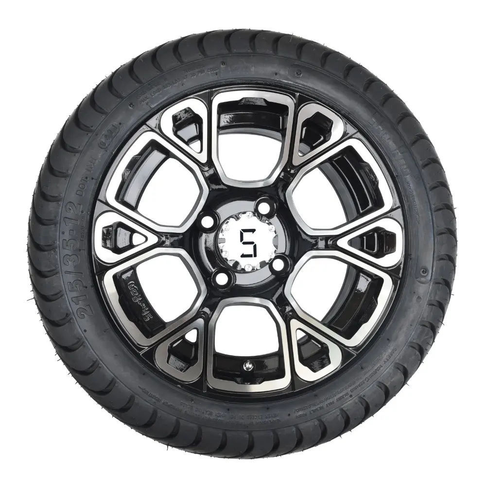 215/35 - 12" Machined/Gloss Black Tyre and Wheel Combo - Image 6