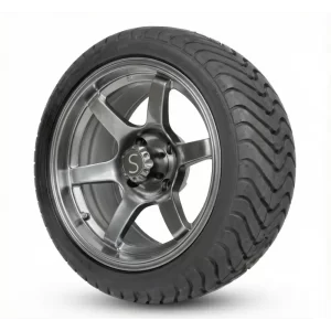 225/30-14 Highlighting Gloss Black/Dark Silver Tyre and Wheel Combo